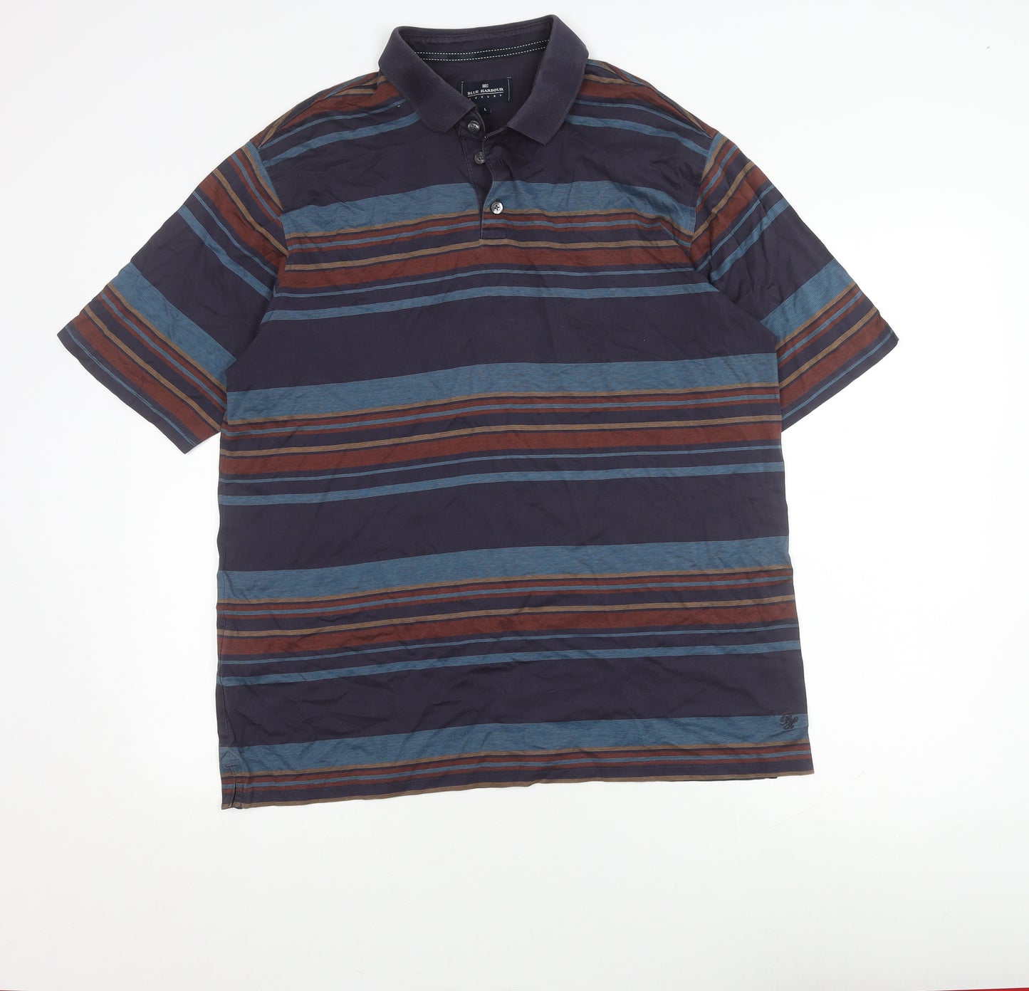 Marks and Spencer Men's Striped Polo Shirt, L, Multicoloured