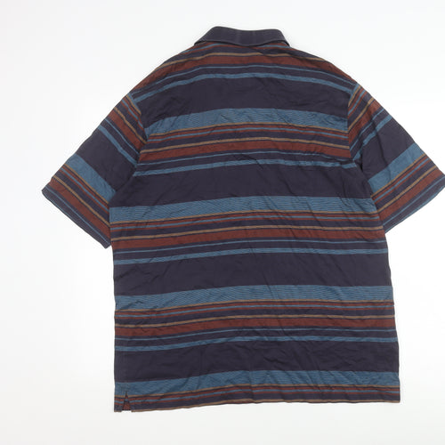 Marks and Spencer Men's Striped Polo Shirt, L, Multicoloured