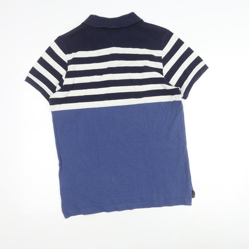 Tommy Hilfiger Men's Blue Striped Polo Shirt, Slim Fit M, Casual Style