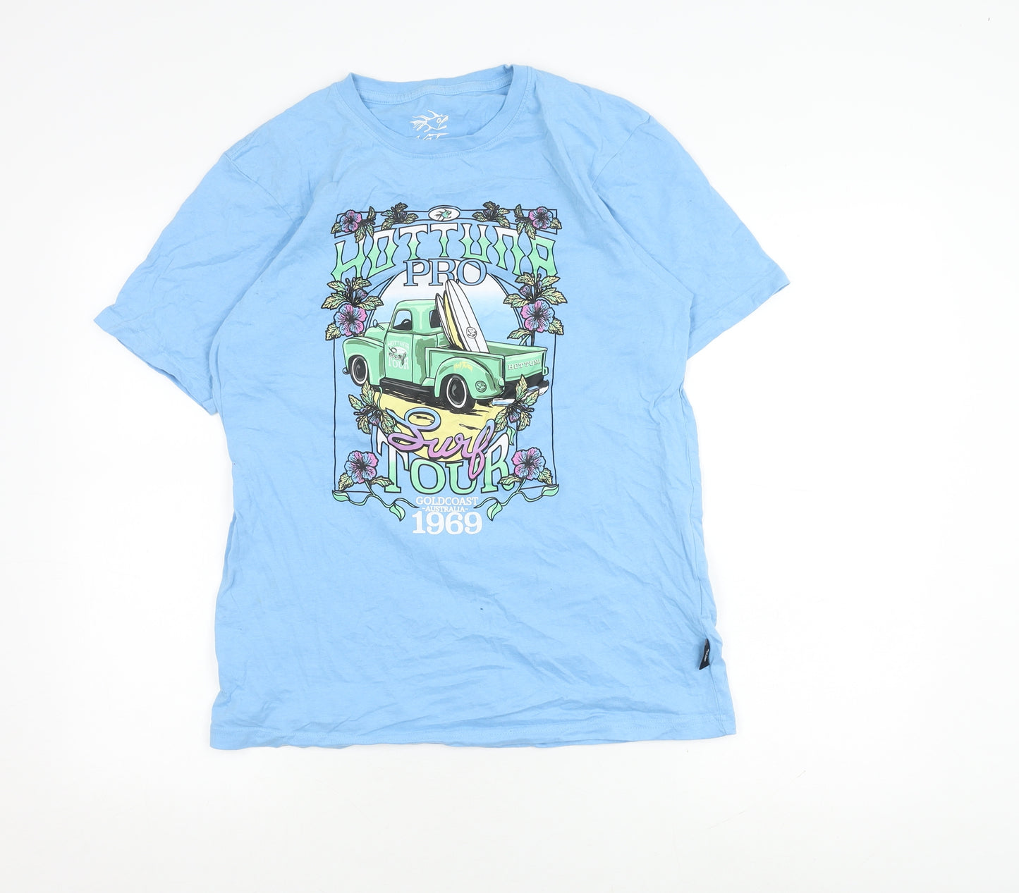 Hot Tuna Blue Men's T-Shirt, Size S, Beach Theme