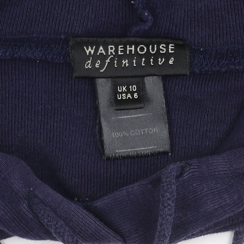 Warehouse Women's Blue Hoodie Size 10 Cotton