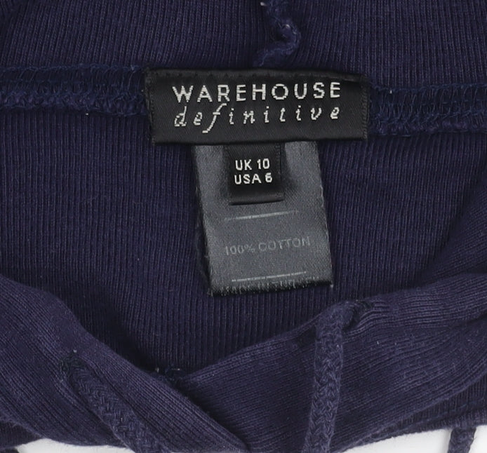 Warehouse Women's Blue Hoodie Size 10 Cotton