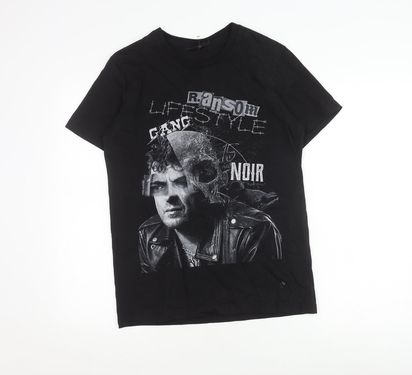 Societe Noir Men's Black Cotton Graphic Tee S