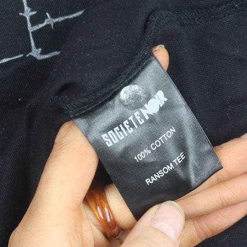 Societe Noir Men's Black Cotton Graphic Tee S
