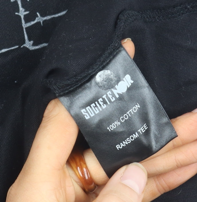 Societe Noir Men's Black Cotton Graphic Tee S