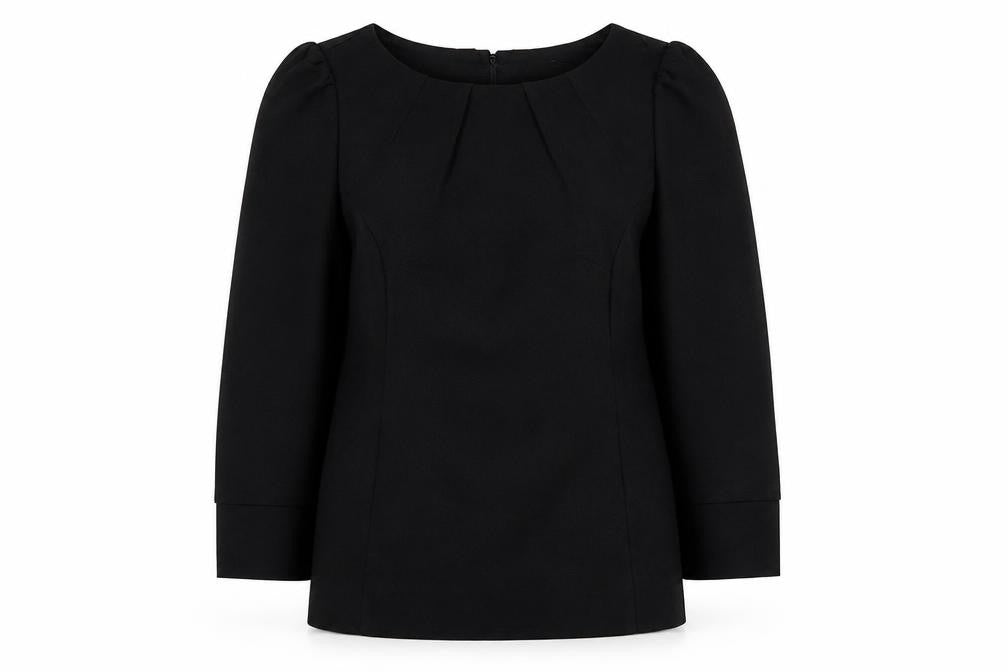 Front view of Oasis Women's Black 3/4 Sleeve Top, size 8