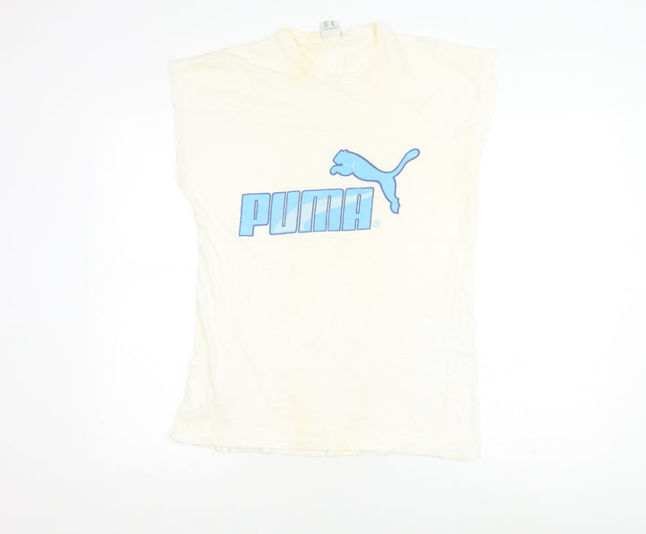 Puma Men's Ivory Sleeveless Crew Neck Logo T-Shirt Size 38
