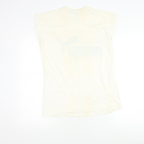 Puma Men's Ivory Sleeveless Crew Neck Logo T-Shirt Size 38