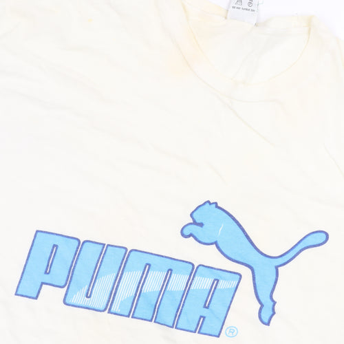 Puma Men's Ivory Sleeveless Crew Neck Logo T-Shirt Size 38