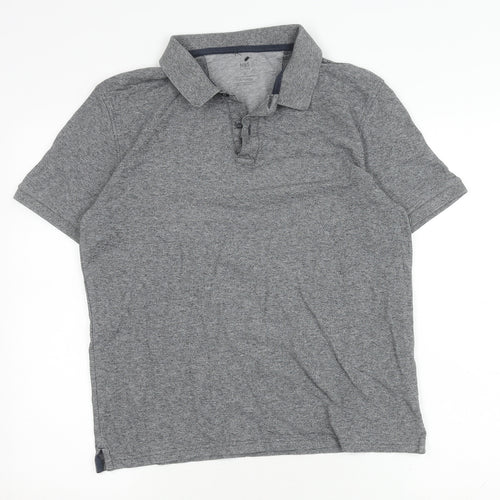 Marks and Spencer Men's Grey Cotton Polo Shirt M