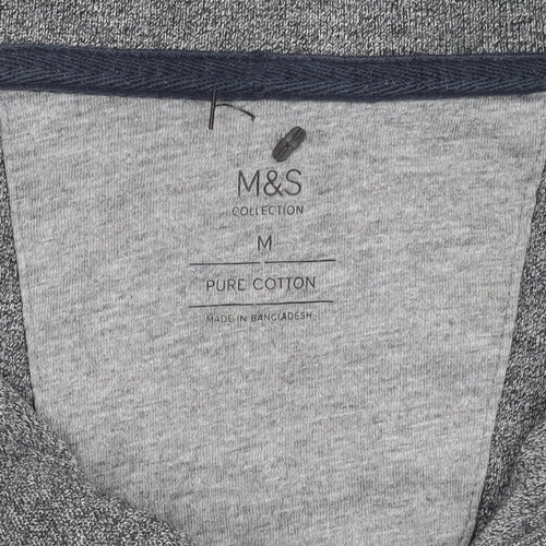 Marks and Spencer Men's Grey Cotton Polo Shirt M