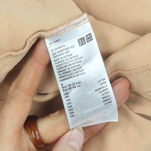 Uniqlo Women's Beige Cotton Crew Neck T-Shirt M