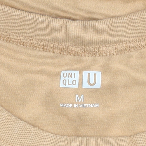 Uniqlo Women's Beige Cotton Crew Neck T-Shirt M