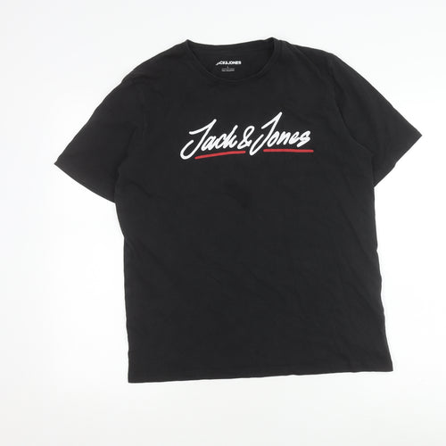 Jack & Jones Men's Black Crew Neck T-Shirt Size L