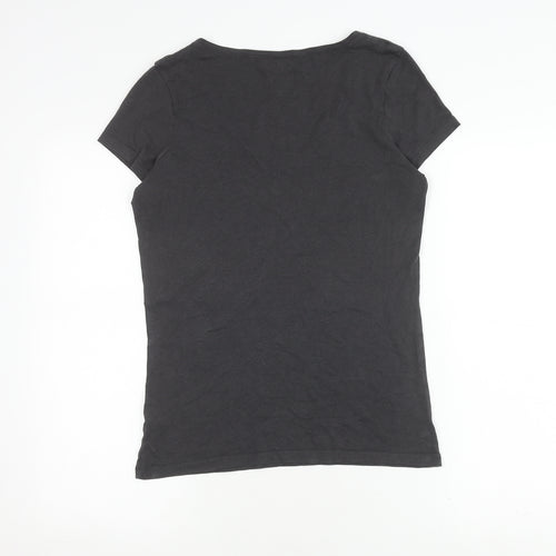 FatFace Women's Black V-Neck T-Shirt Size 10