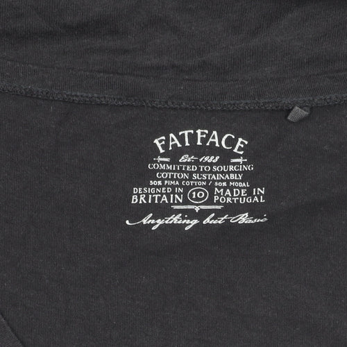 FatFace Women's Black V-Neck T-Shirt Size 10