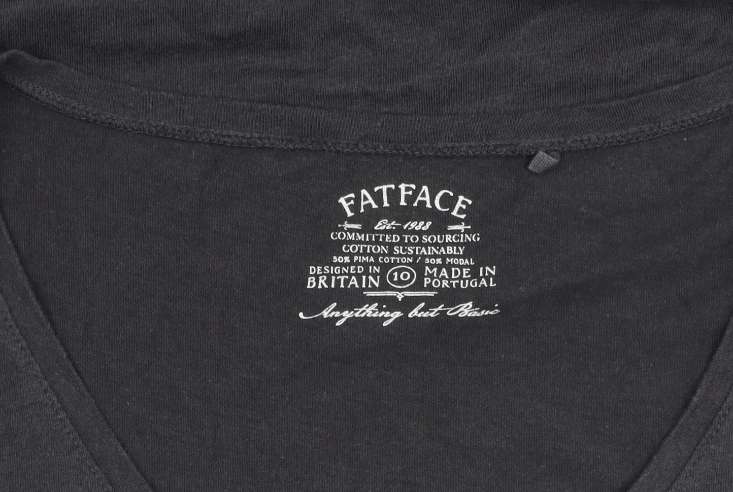 FatFace Women's Black V-Neck T-Shirt Size 10