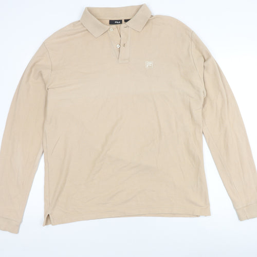 Fila Men's Beige Long Sleeve Polo Shirt XL