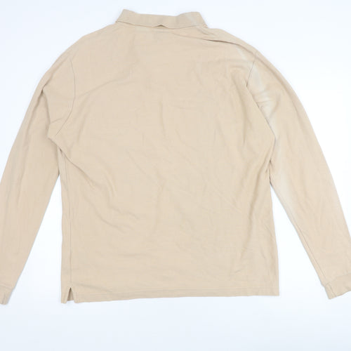 Fila Men's Beige Long Sleeve Polo Shirt XL