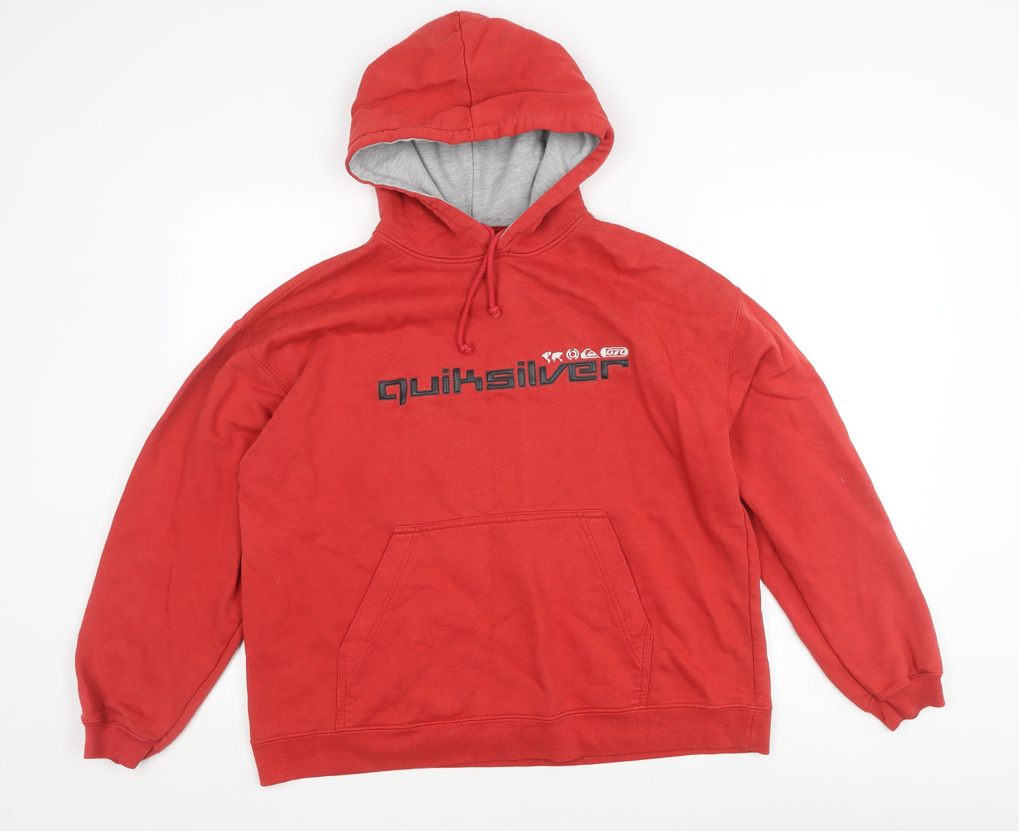 Quiksilver Men's Red Pullover Hoodie, M, Logo, Fleece