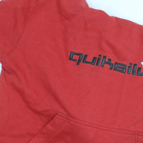 Quiksilver Men's Red Pullover Hoodie, M, Logo, Fleece