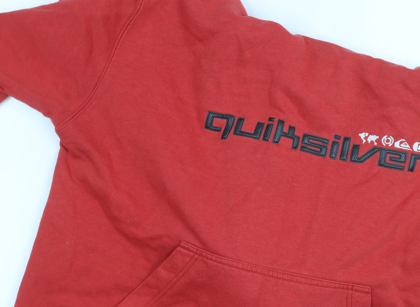 Quiksilver Men's Red Pullover Hoodie, M, Logo, Fleece