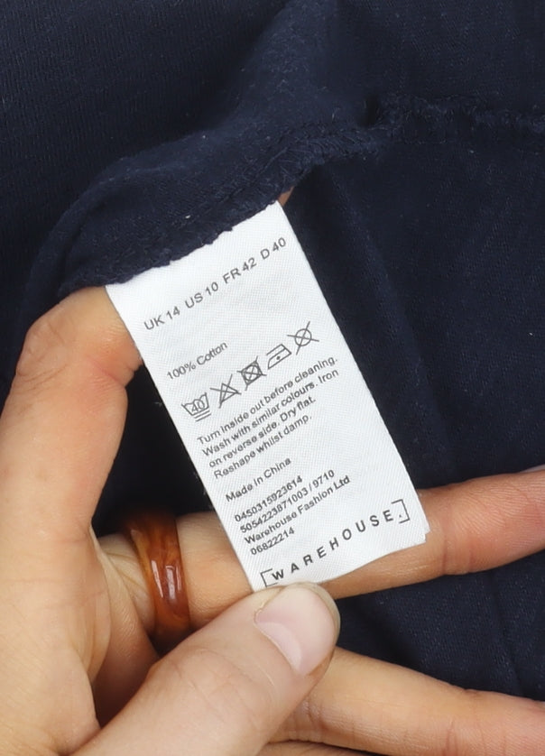 Warehouse Women's Blue V-Neck T-Shirt Size 14