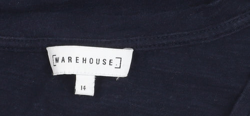 Warehouse Women's Blue V-Neck T-Shirt Size 14