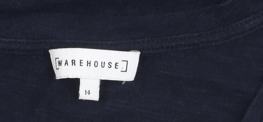 Warehouse Women's Blue V-Neck T-Shirt Size 14