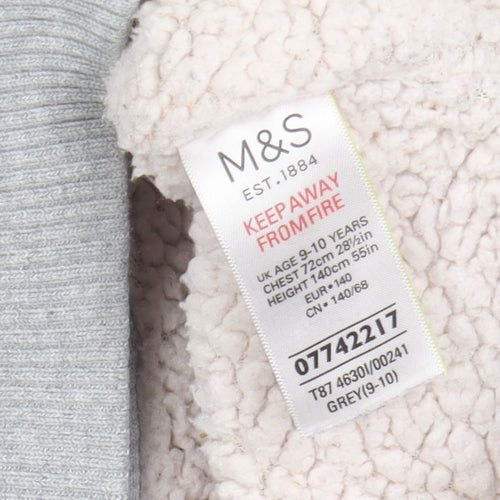 Marks & Spencer Girls Grey Hooded Jacket - 9-10 Years