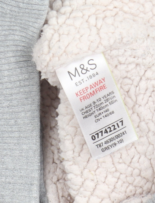 Marks & Spencer Girls Grey Hooded Jacket - 9-10 Years