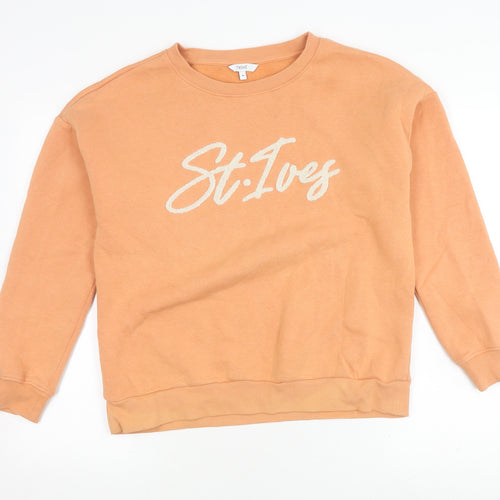 Next Women's Orange Cotton Blend Pullover Sweatshirt Size 14