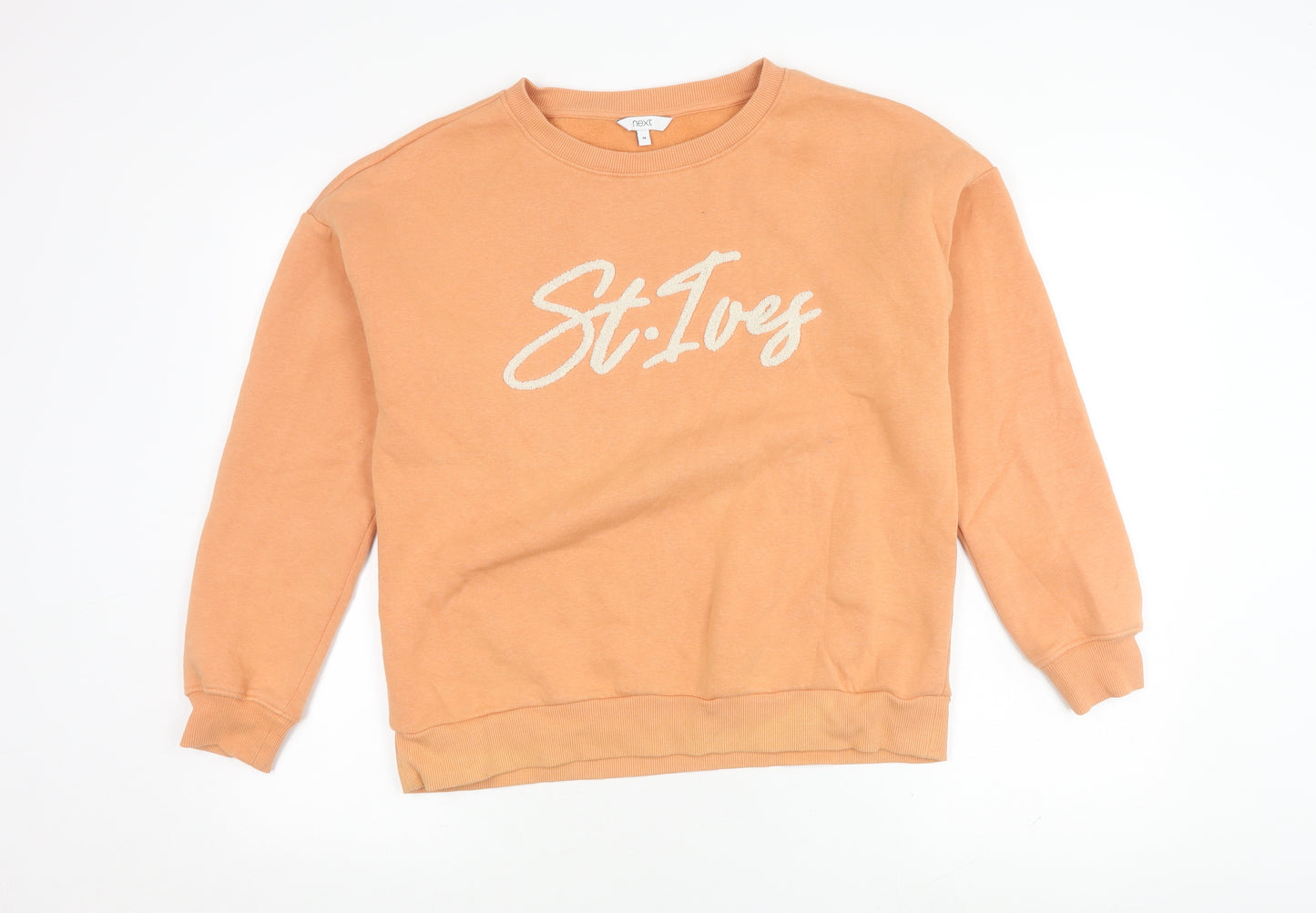 Next Women's Orange Cotton Blend Pullover Sweatshirt Size 14