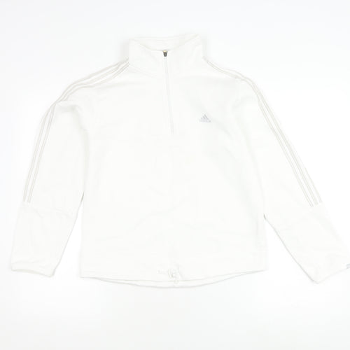Adidas Women's White Sweatshirt Size 12 with Zip