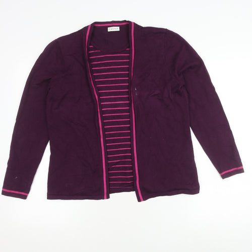 Eastex Women's Purple Cardigan Size 14, Striped Knit