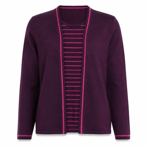 Eastex Women's Purple Cardigan Size 14, Striped Knit