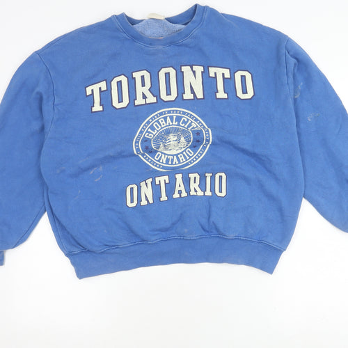 Pull&Bear Blue Unisex L Sweatshirt with Logo