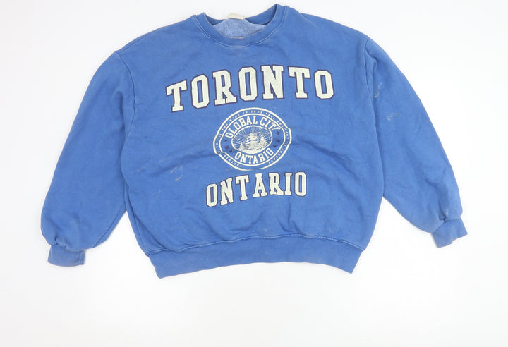 Pull&Bear Blue Unisex L Sweatshirt with Logo