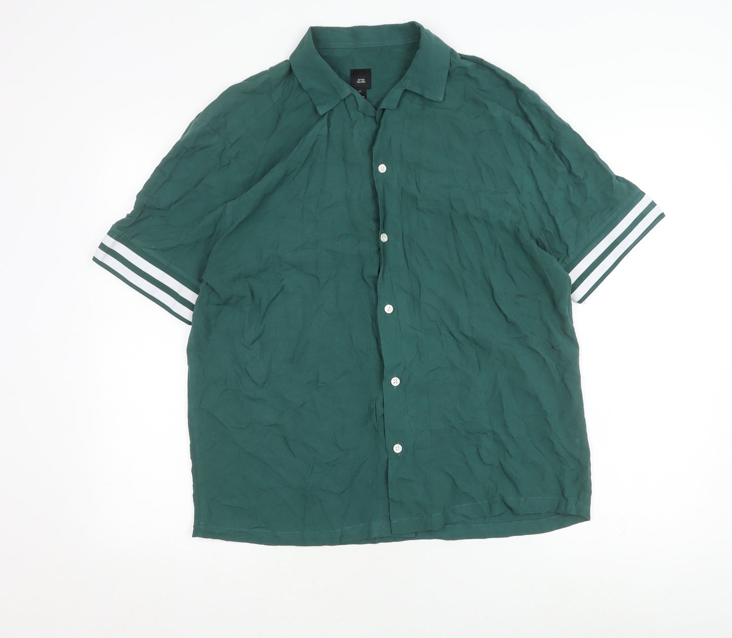 River Island Men's Green Button-Up Shirt M