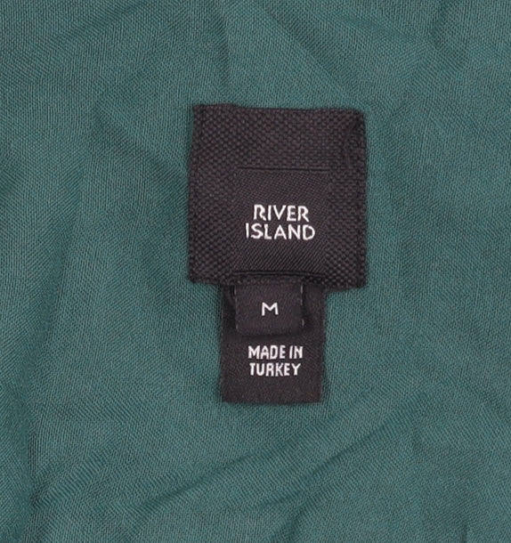 River Island Men's Green Button-Up Shirt M
