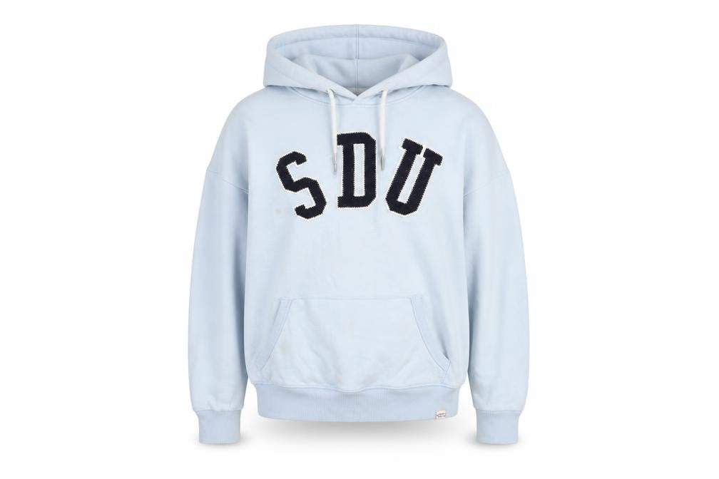 Front view of Superdry Women's Blue Pullover Hoodie, size 10