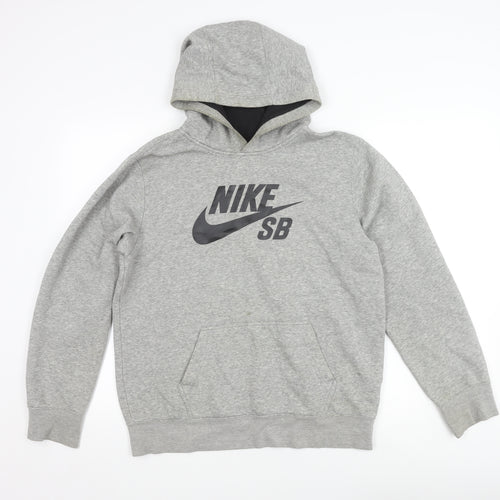 Nike Boys Grey Pullover Hoodie 13-15 Years - Stylish Comfort
