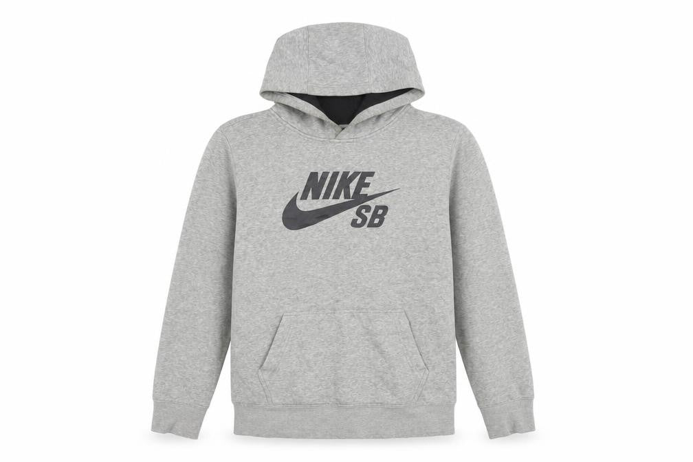 Front view of Nike boys’ grey pullover hoodie 13-15 years - stylish comfort