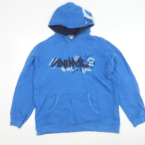 Animal Blue Graphic Print Men's XL Pullover Hoodie