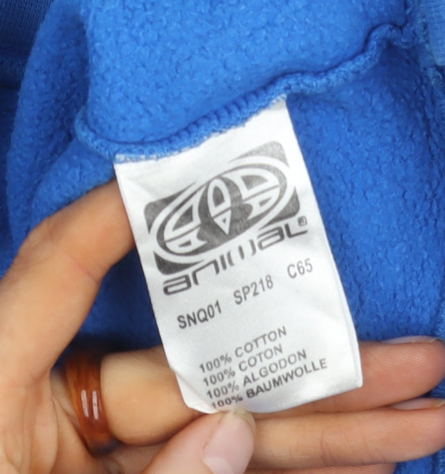 Animal Blue Graphic Print Men's XL Pullover Hoodie