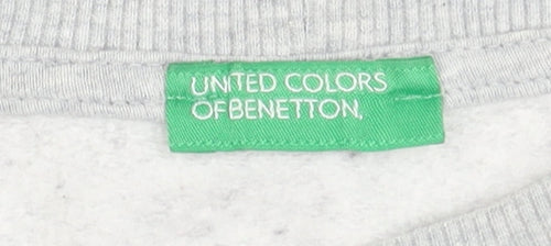 United Colors of Benetton Women's Grey Cotton Blend Pullover Jumper Size XS