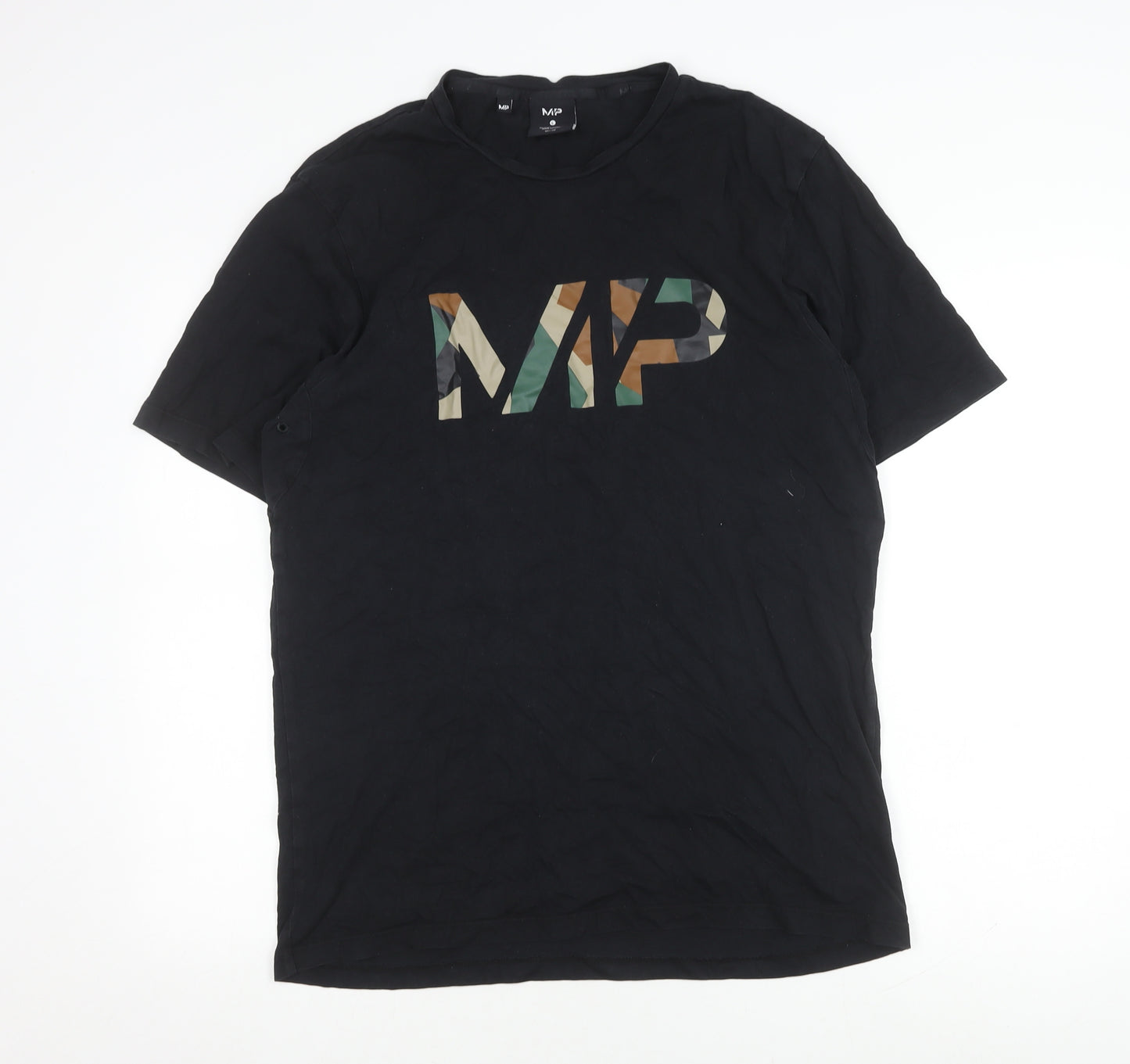 MP Men's Black Camouflage Logo T-Shirt, Size L