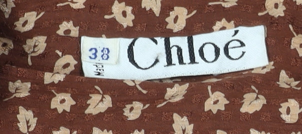 Chloé Women's Brown Floral Silk Blouse Size 10