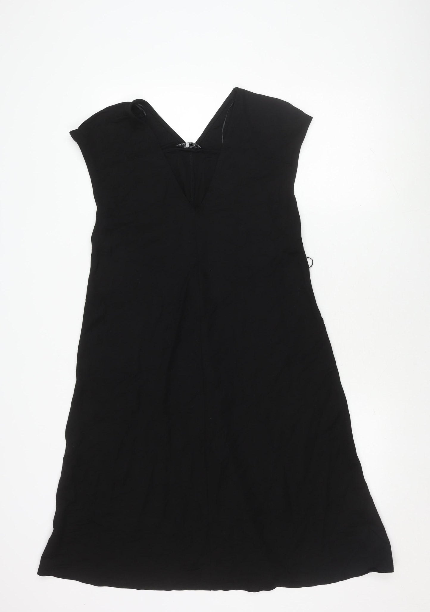 Zara Women’s Black V-Neck Dress - Size S, Elegant Wear
