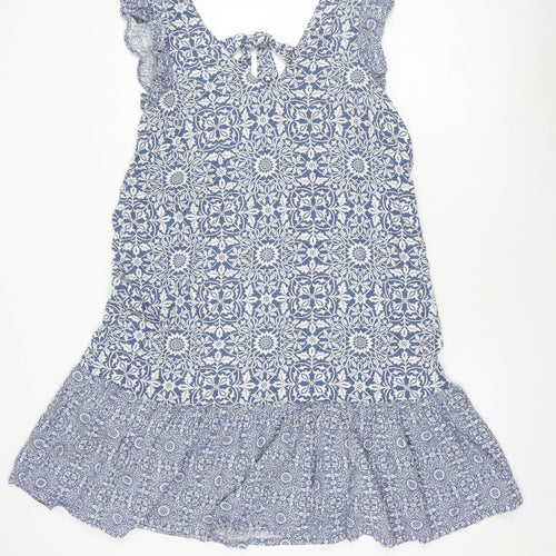 Next Women Blue Floral Dress Size 16 Trapeze Summer
